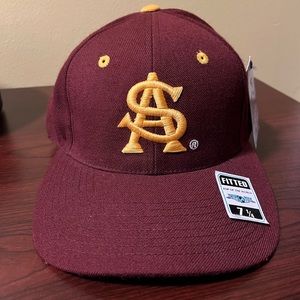 Arizona State Sun Devils ball cap. Maroon, 100% wool, fitted size 7 1/4.